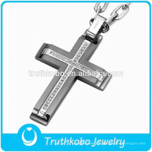 Kreuz mit Bibel Religiöse Schmuck Anhänger Edelstahl Kruzifix Fabrik Großhandel Kreuz Anhänger für Mann